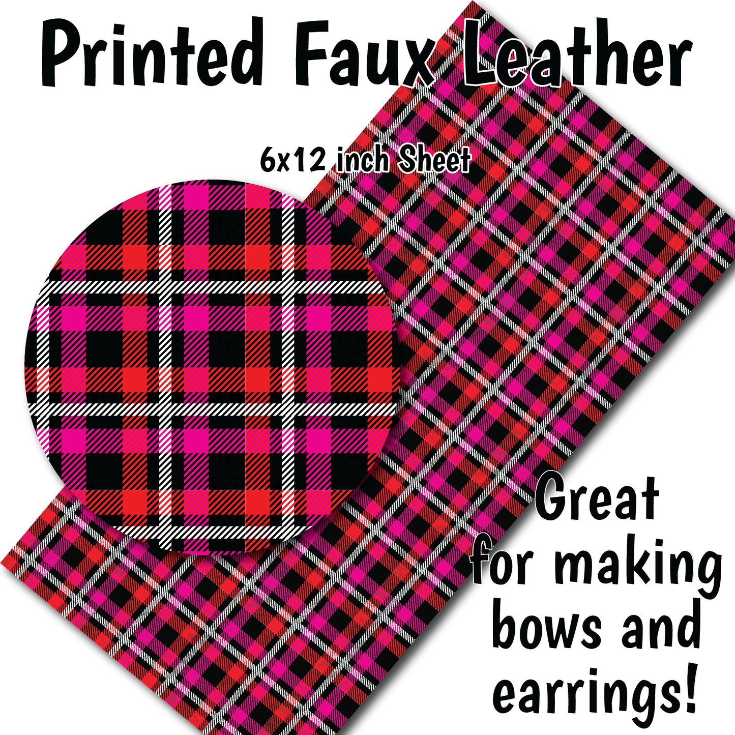Valentine's Plaid - Faux Leather Sheet (SHIPS IN 3 BUS DAYS)