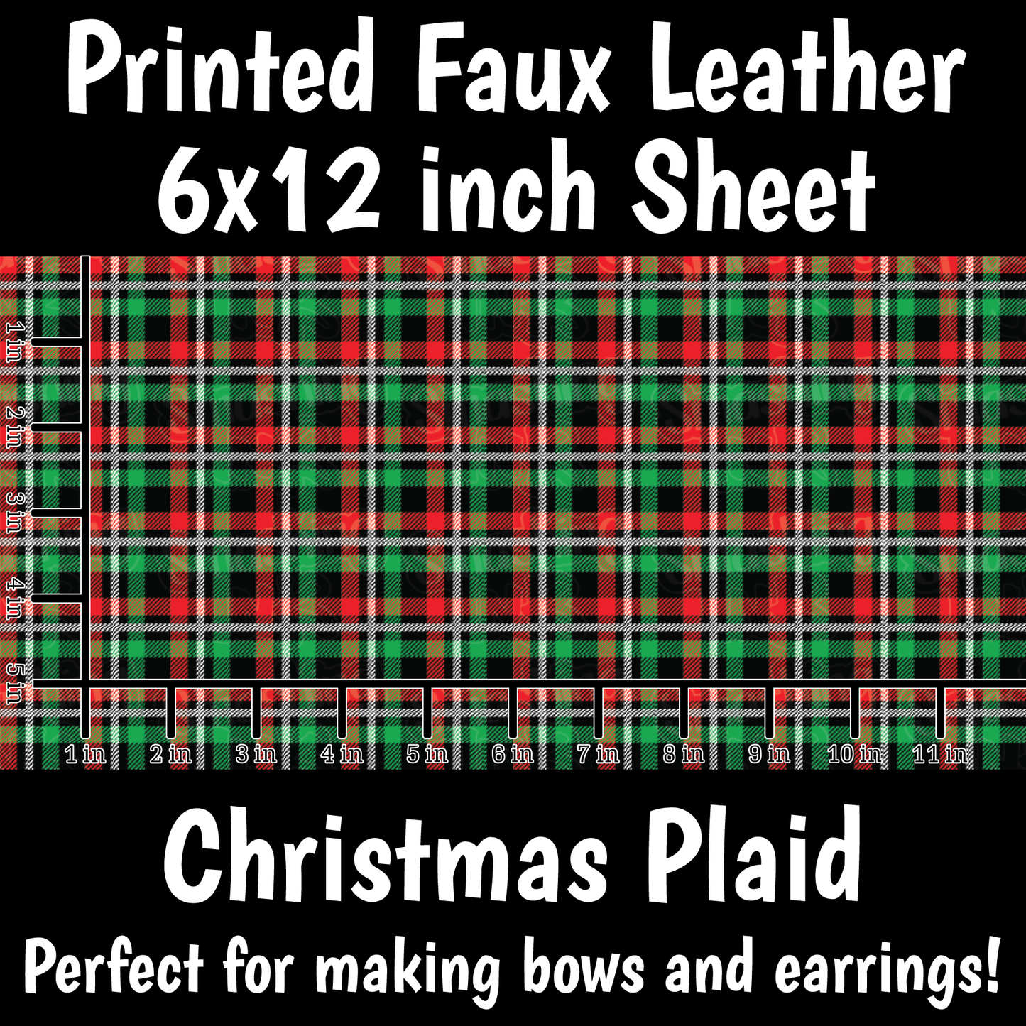 Christmas Plaid - Faux Leather Sheet (SHIPS IN 3 BUS DAYS)