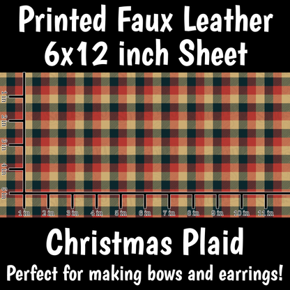 Christmas Plaid - Faux Leather Sheet (SHIPS IN 3 BUS DAYS)
