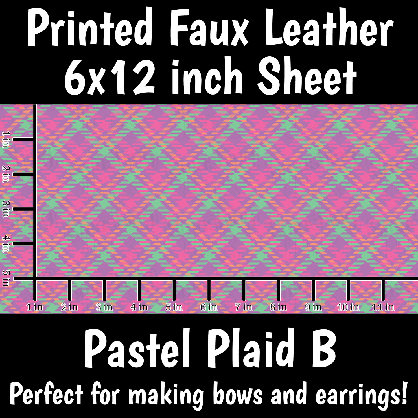 Pastel Plaid B - Faux Leather Sheet (SHIPS IN 3 BUS DAYS)