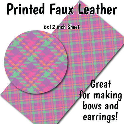 Pastel Plaid B - Faux Leather Sheet (SHIPS IN 3 BUS DAYS)