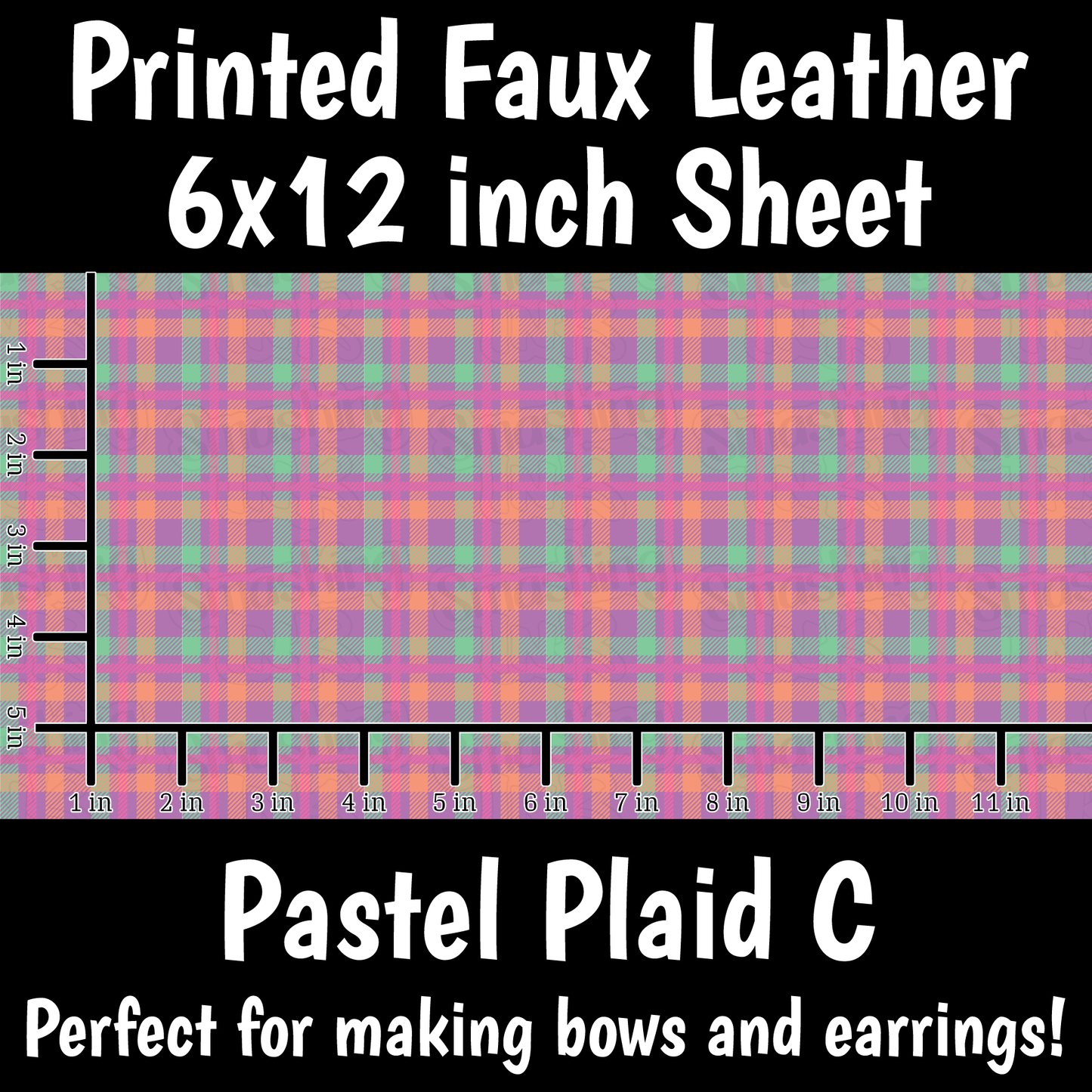Pastel Plaid C - Faux Leather Sheet (SHIPS IN 3 BUS DAYS)