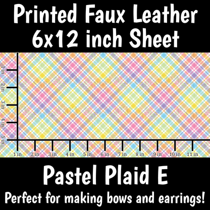 Pastel Plaid E - Faux Leather Sheet (SHIPS IN 3 BUS DAYS)
