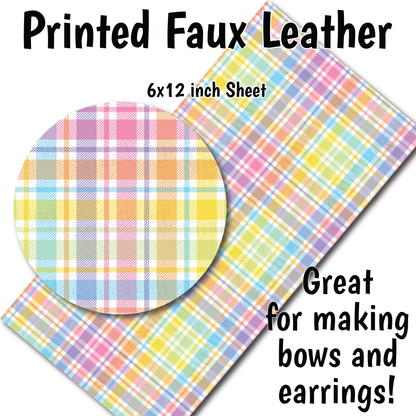Pastel Plaid F - Faux Leather Sheet (SHIPS IN 3 BUS DAYS)