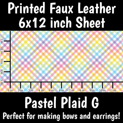 Pastel Plaid G - Faux Leather Sheet (SHIPS IN 3 BUS DAYS)