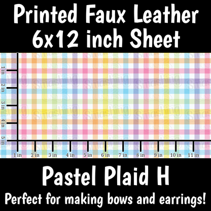 Pastel Plaid H - Faux Leather Sheet (SHIPS IN 3 BUS DAYS)