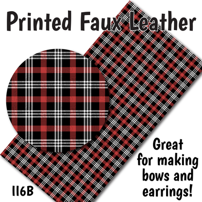 Red Black Plaid - Faux Leather Sheet (SHIPS IN 3 BUS DAYS)
