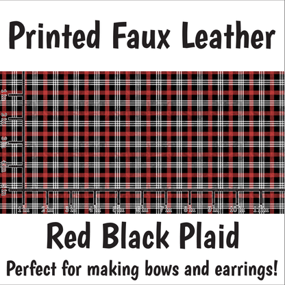 Red Black Plaid - Faux Leather Sheet (SHIPS IN 3 BUS DAYS)