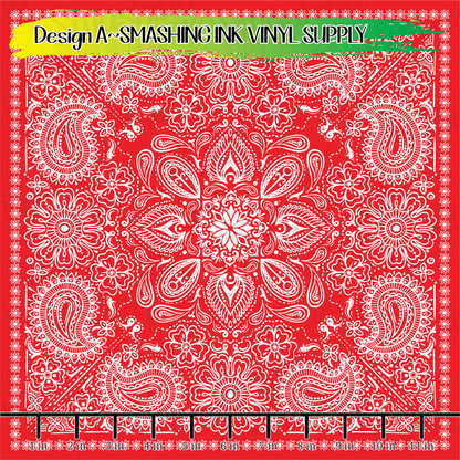 Red Bandana ★ Pattern Vinyl | Faux Leather | Sublimation (TAT 3 BUS DAYS)