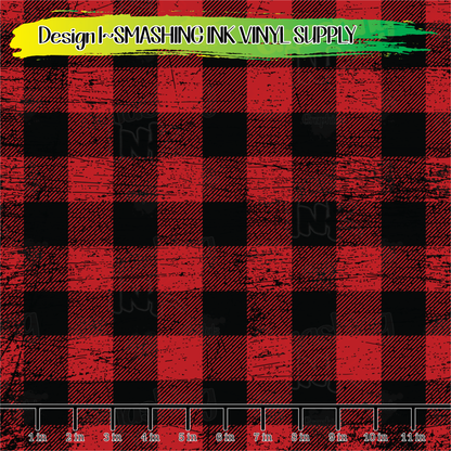 Red Grunge Plaid ★ Laser Safe Adhesive Film (TAT 3 BUS DAYS)