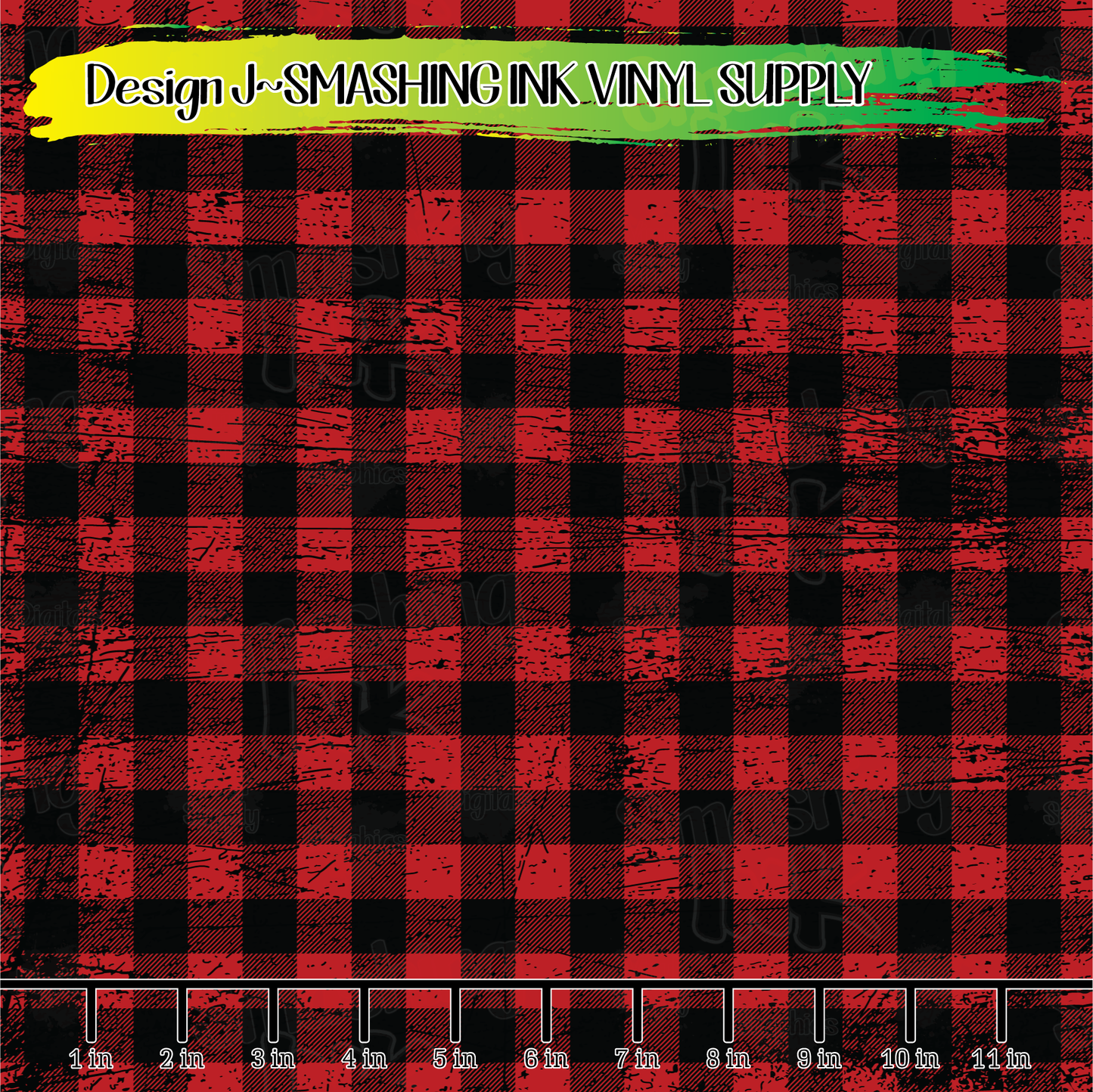 Red Grunge Plaid ★ Laser Safe Adhesive Film (TAT 3 BUS DAYS)