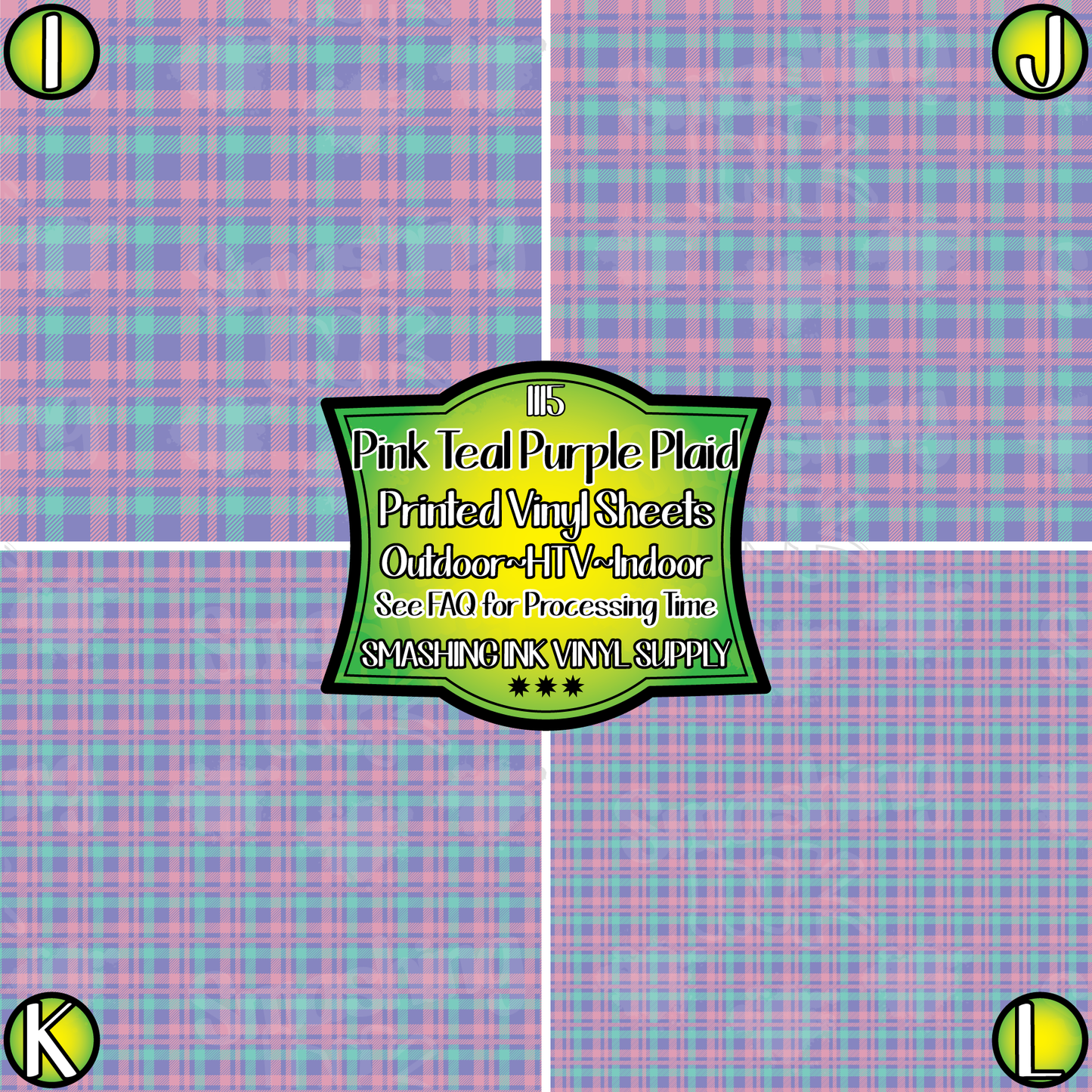 Pink Teal Purple Plaid ★ Pattern Vinyl | Faux Leather | Sublimation (TAT 3 BUS DAYS)