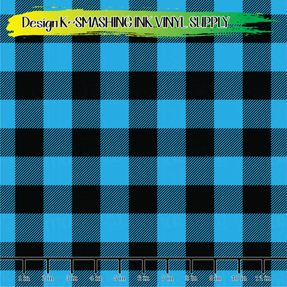 Green/Blue Buffalo Plaid ★ Pattern Vinyl | Faux Leather | Sublimation (TAT 3 BUS DAYS)