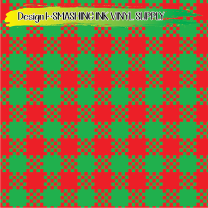 Red Green Flannel Plaid ★ Pattern Vinyl | Faux Leather | Sublimation (TAT 3 BUS DAYS)