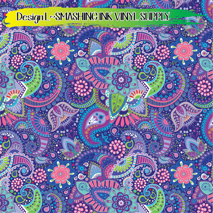 Colorful Paisley ★ Pattern Vinyl | Faux Leather | Sublimation (TAT 3 BUS DAYS)
