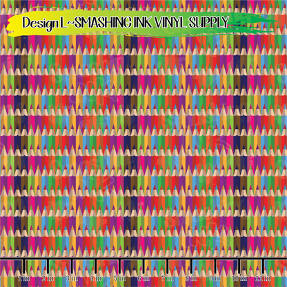 Colored Pencils ★ Pattern Vinyl | Faux Leather | Sublimation (TAT 3 BUS DAYS)