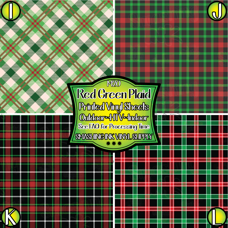 Red Green Black Plaid ★ Pattern Vinyl | Faux Leather | Sublimation (TAT 3 BUS DAYS)