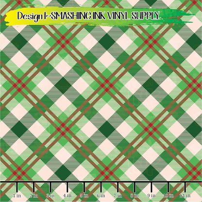 Red Green Black Plaid ★ Pattern Vinyl | Faux Leather | Sublimation (TAT 3 BUS DAYS)