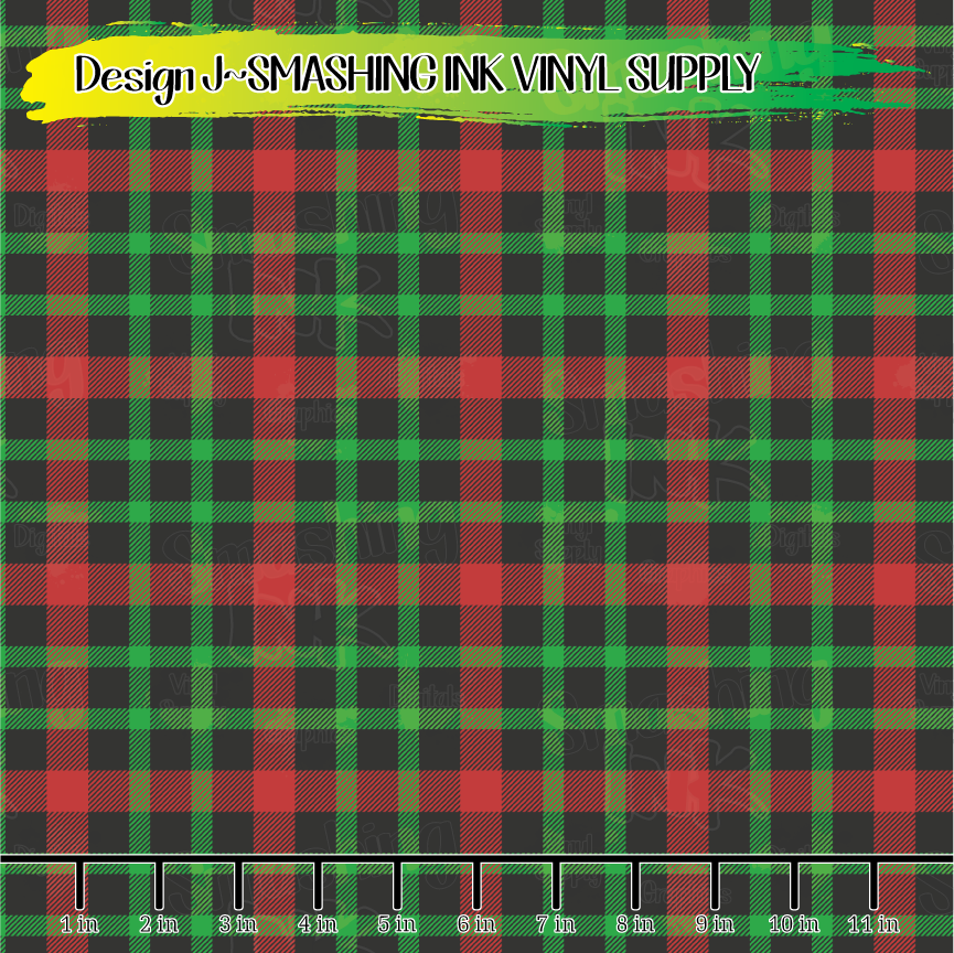 Red Green Black Plaid ★ Laser Safe Adhesive Film (TAT 3 BUS DAYS)