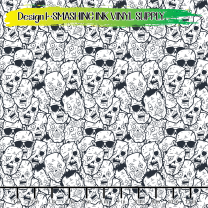Small Scale Zombie Doodles ★ Laser Safe Adhesive Film (TAT 3 BUS DAYS)