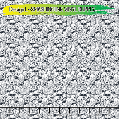 Small Scale Zombie Doodles ★ Pattern Vinyl | Faux Leather | Sublimation (TAT 3 BUS DAYS)