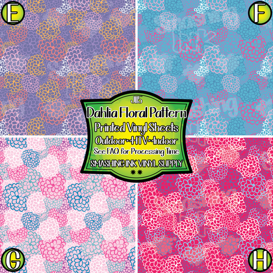 Dahlia Floral Pattern ★ Pattern Vinyl | Faux Leather | Sublimation (TAT 3 BUS DAYS)