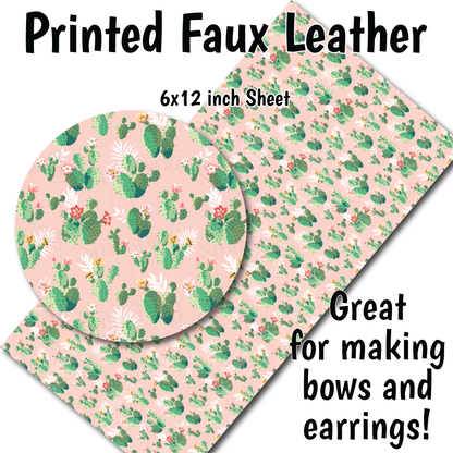 Pink Cactus - Faux Leather Sheet (SHIPS IN 3 BUS DAYS)