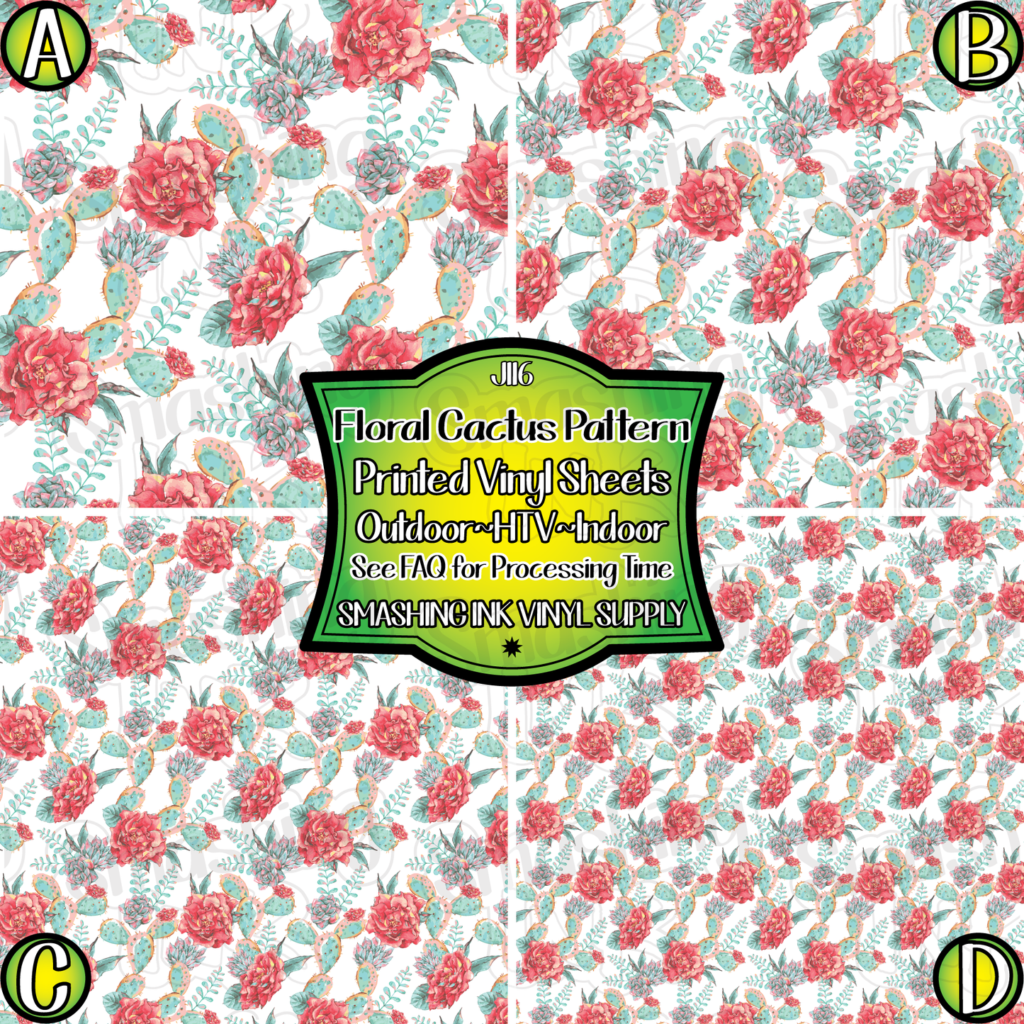 Floral Cactus ★ Laser Safe Adhesive Film (TAT 3 BUS DAYS)