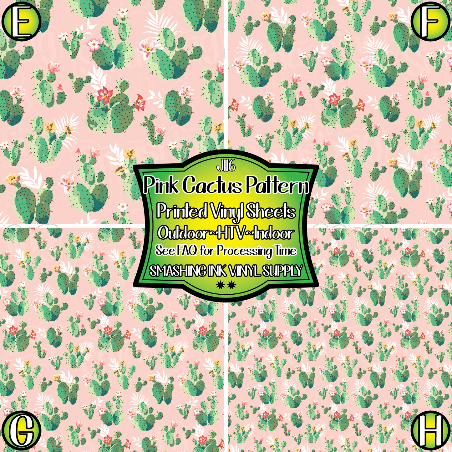 Pink Cactus ★ Pattern Vinyl | Faux Leather | Sublimation (TAT 3 BUS DAYS)