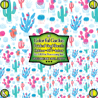Colorful Cactus ★ Pattern Vinyl | Faux Leather | Sublimation (TAT 3 BUS DAYS)
