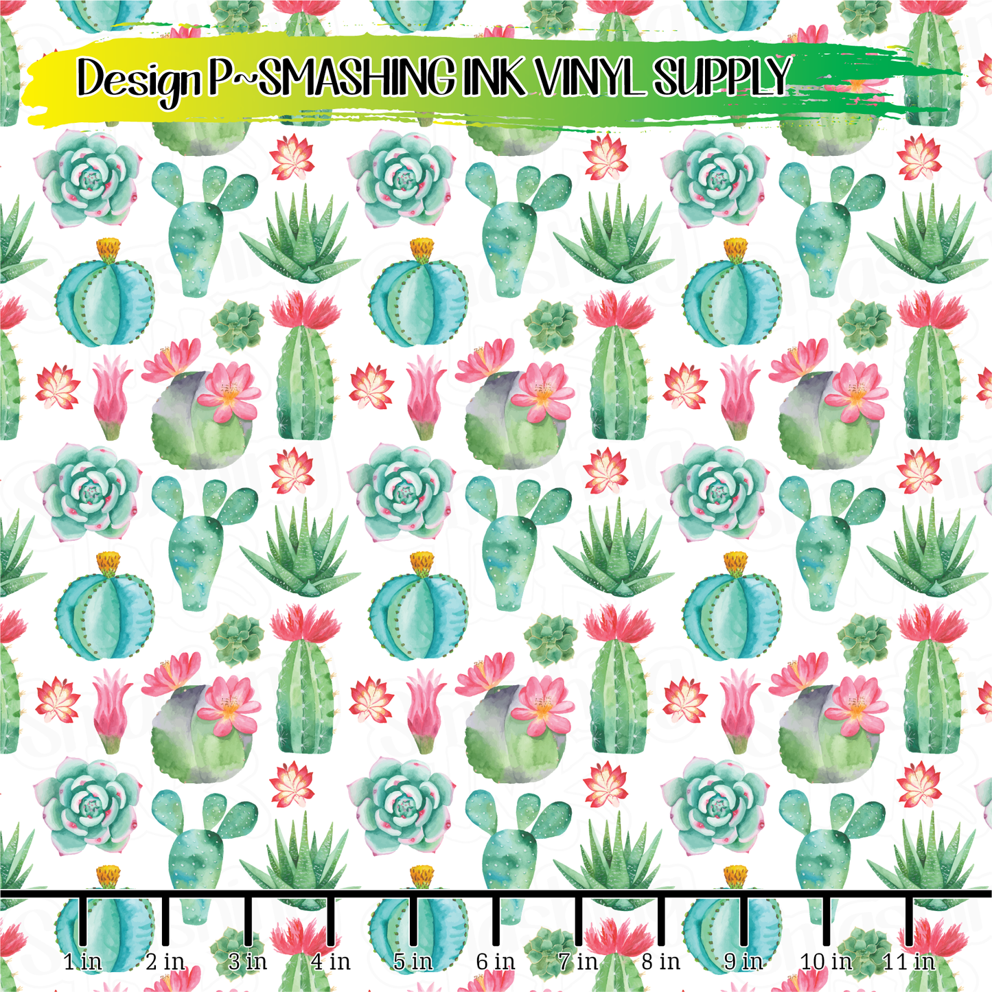 Watercolor Cactus ★ Pattern Vinyl | Faux Leather | Sublimation (TAT 3 BUS DAYS)