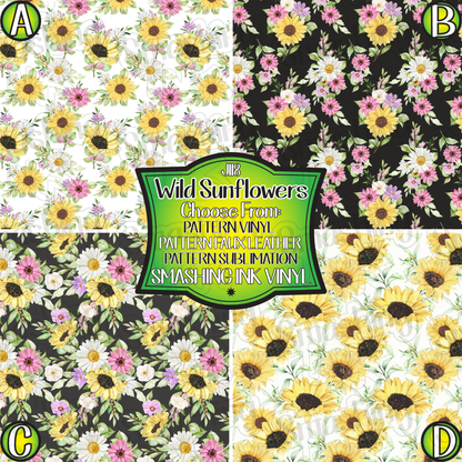 Wild Sunflowers ★ Pattern Vinyl | Faux Leather | Sublimation (TAT 3 BUS DAYS)