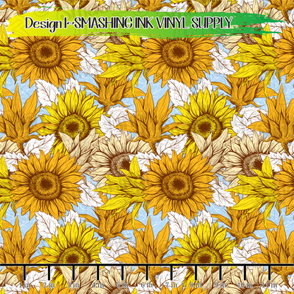 Vintage Sunflowers ★ Pattern Vinyl | Faux Leather | Sublimation (TAT 3 BUS DAYS)