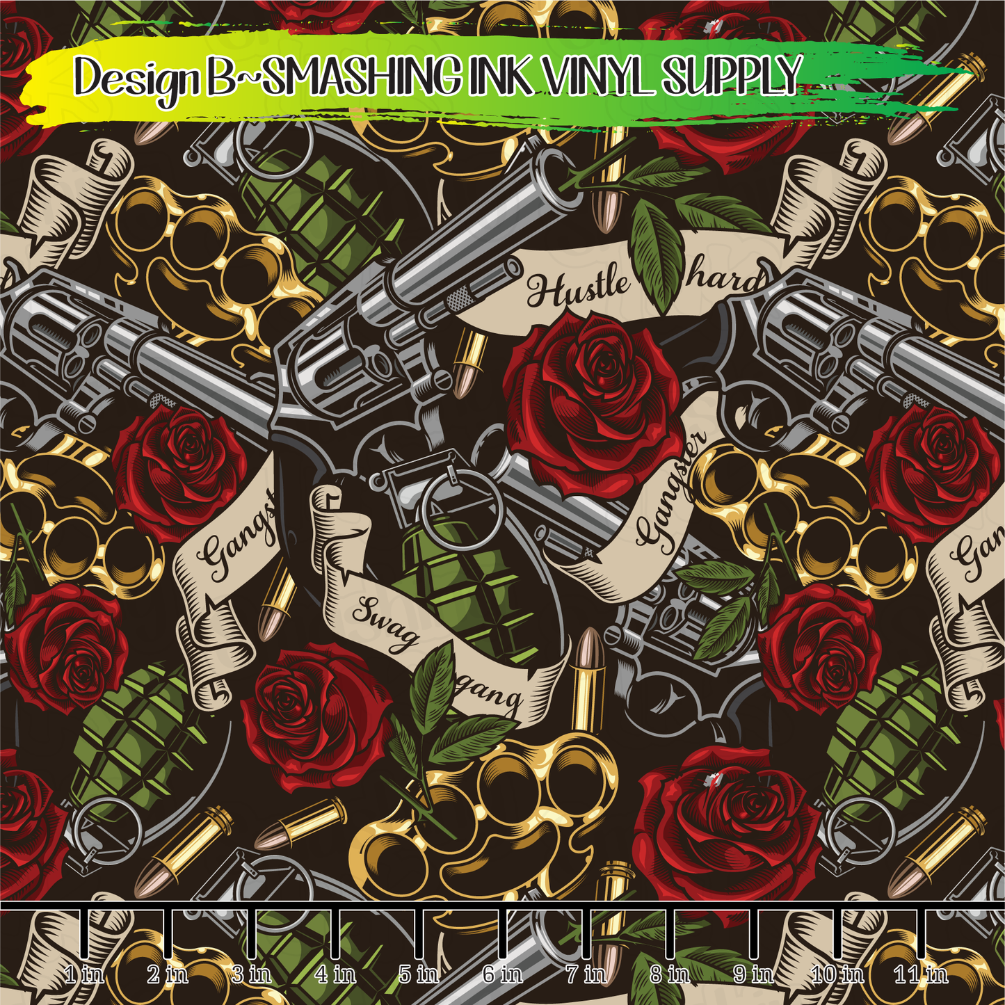 Guns And Roses ★ Pattern Vinyl | Faux Leather | Sublimation (TAT 3 BUS DAYS)