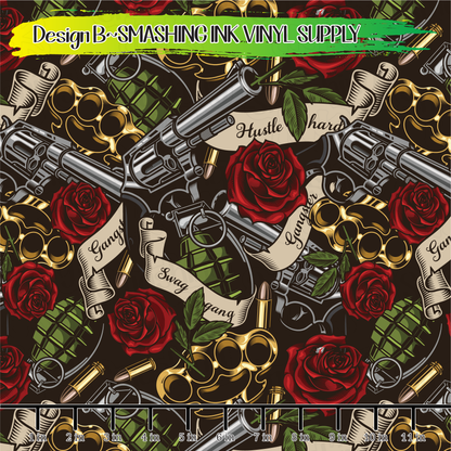 Guns And Roses ★ Pattern Vinyl | Faux Leather | Sublimation (TAT 3 BUS DAYS)