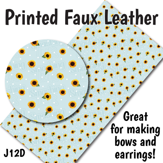 Sunflower Pattern - Faux Leather Sheet (SHIPS IN 3 BUS DAYS)