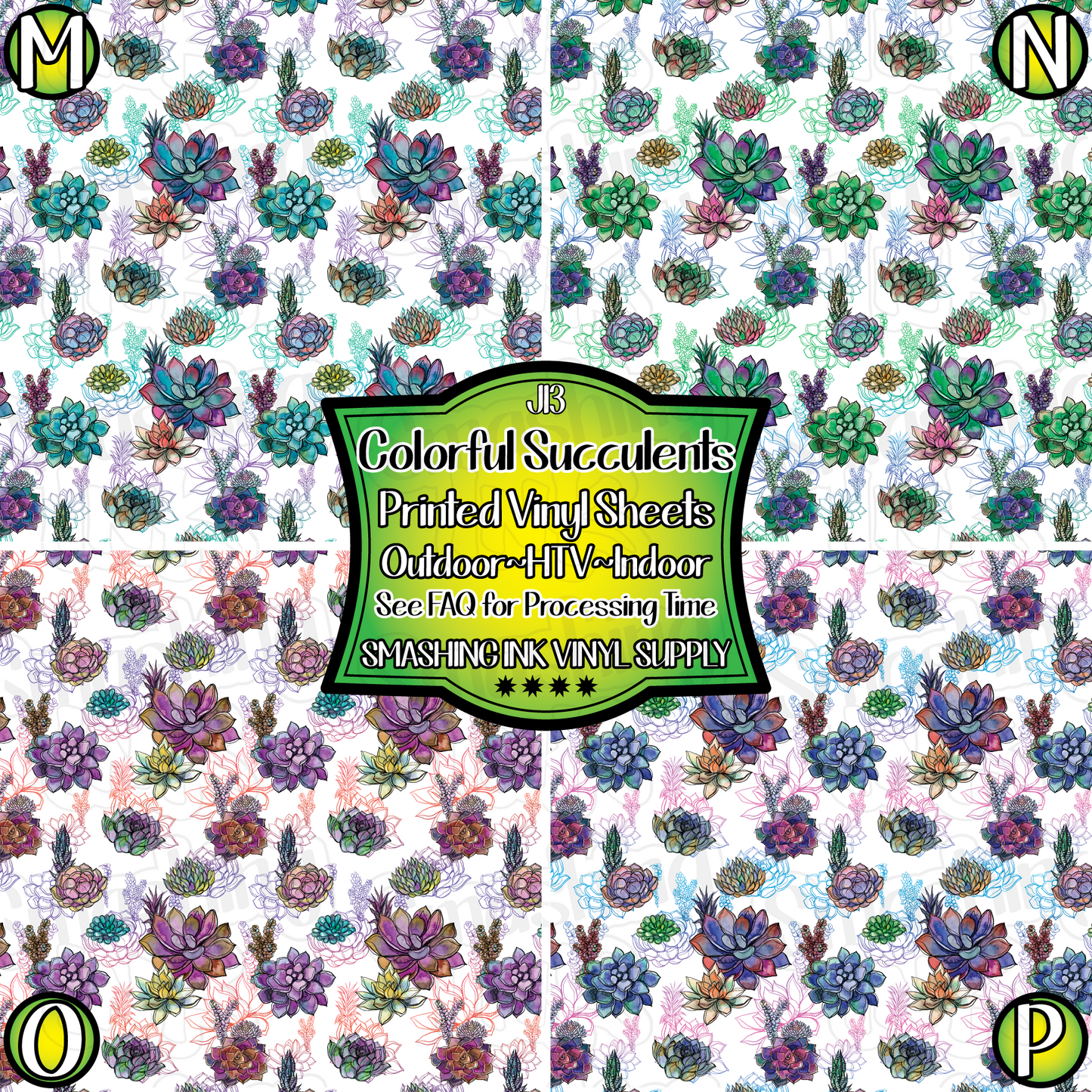 Colorful Succulents ★ Laser Safe Adhesive Film (TAT 3 BUS DAYS)