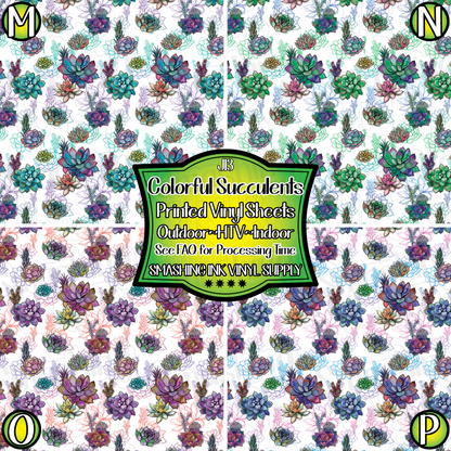 Colorful Succulents ★ Laser Safe Adhesive Film (TAT 3 BUS DAYS)