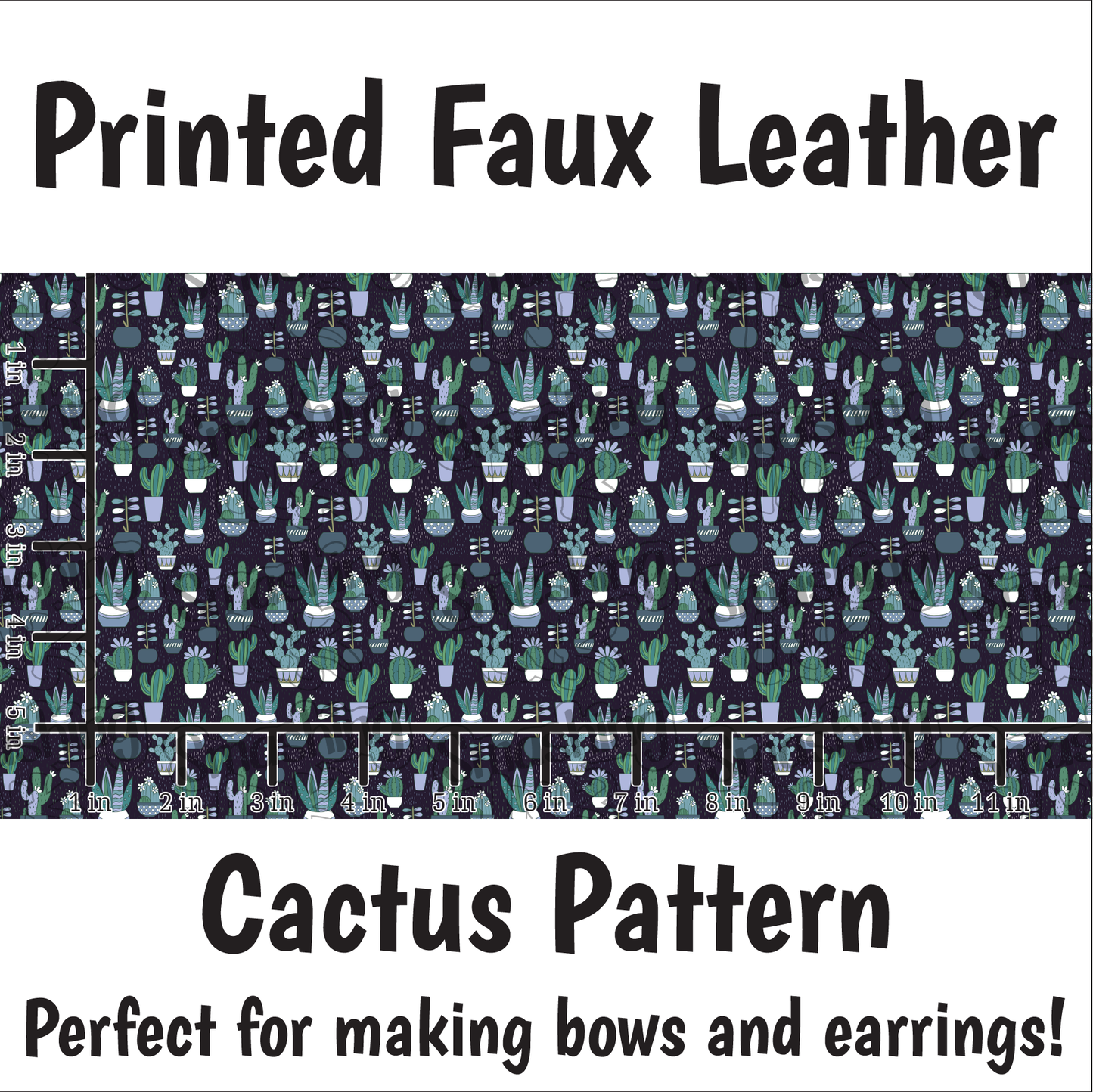 Cactus Pattern - Faux Leather Sheet (SHIPS IN 3 BUS DAYS)