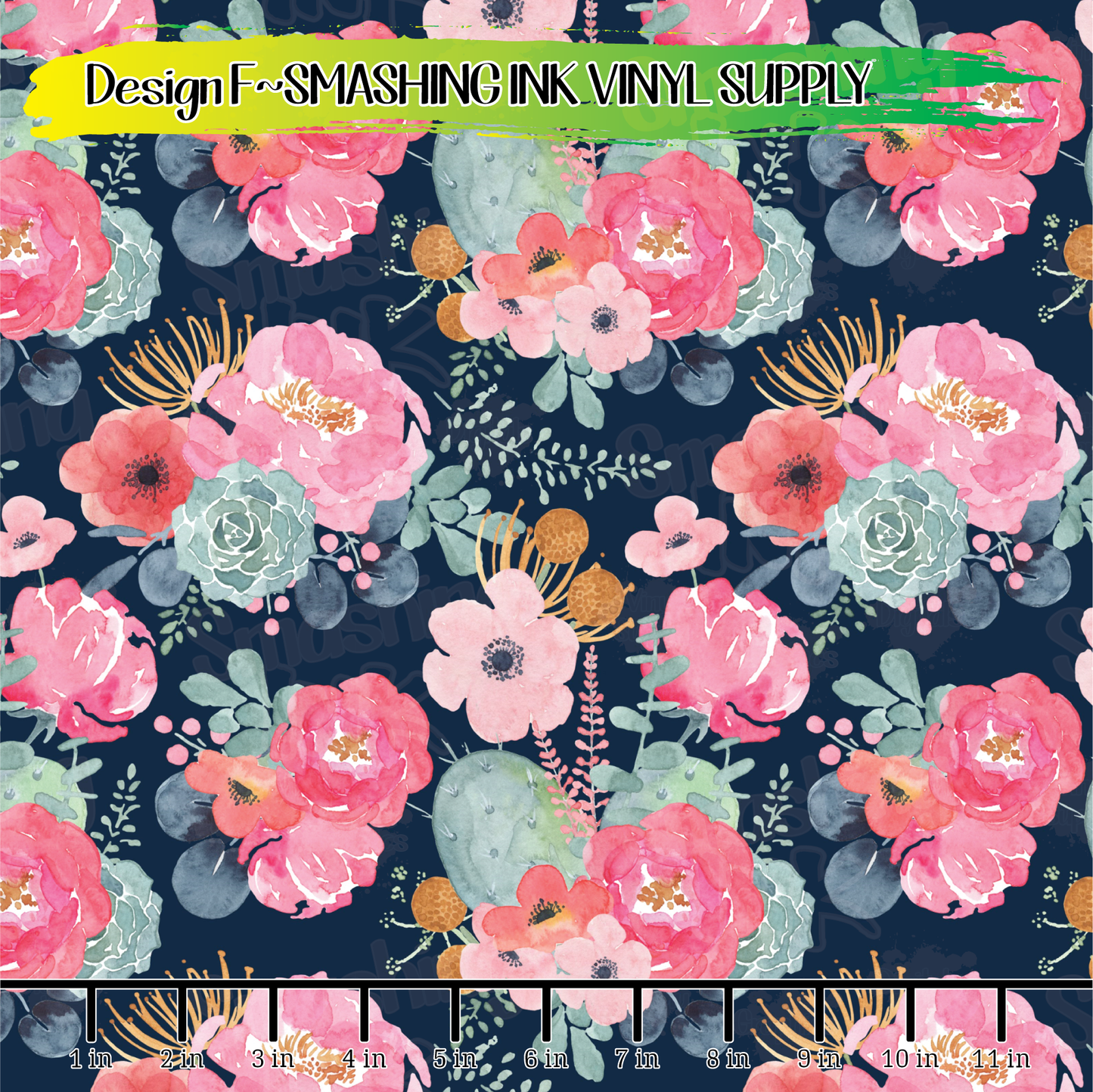 Floral Cactus ★ Pattern Vinyl | Faux Leather | Sublimation (TAT 3 BUS DAYS)