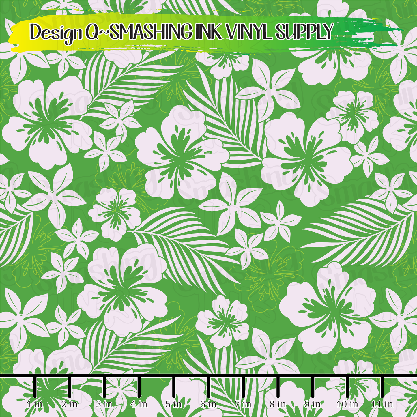 Lime Hibiscus ★ Pattern Vinyl | Faux Leather | Sublimation (TAT 3 BUS DAYS)