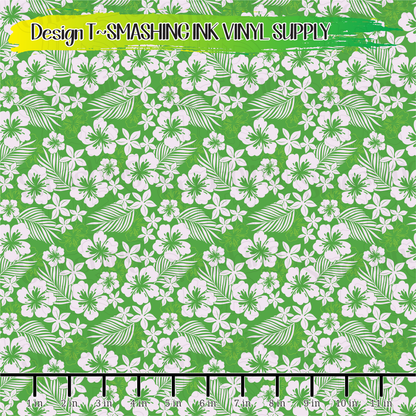Lime Hibiscus ★ Pattern Vinyl | Faux Leather | Sublimation (TAT 3 BUS DAYS)