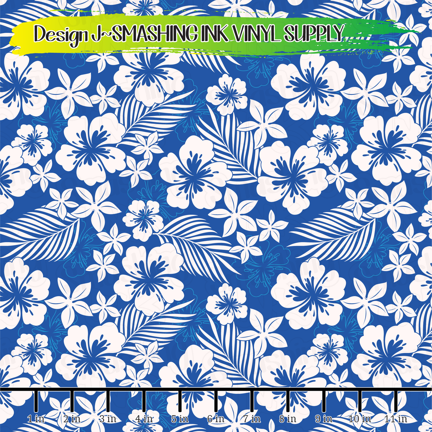 Blue Hibiscus ★ Pattern Vinyl | Faux Leather | Sublimation (TAT 3 BUS DAYS)