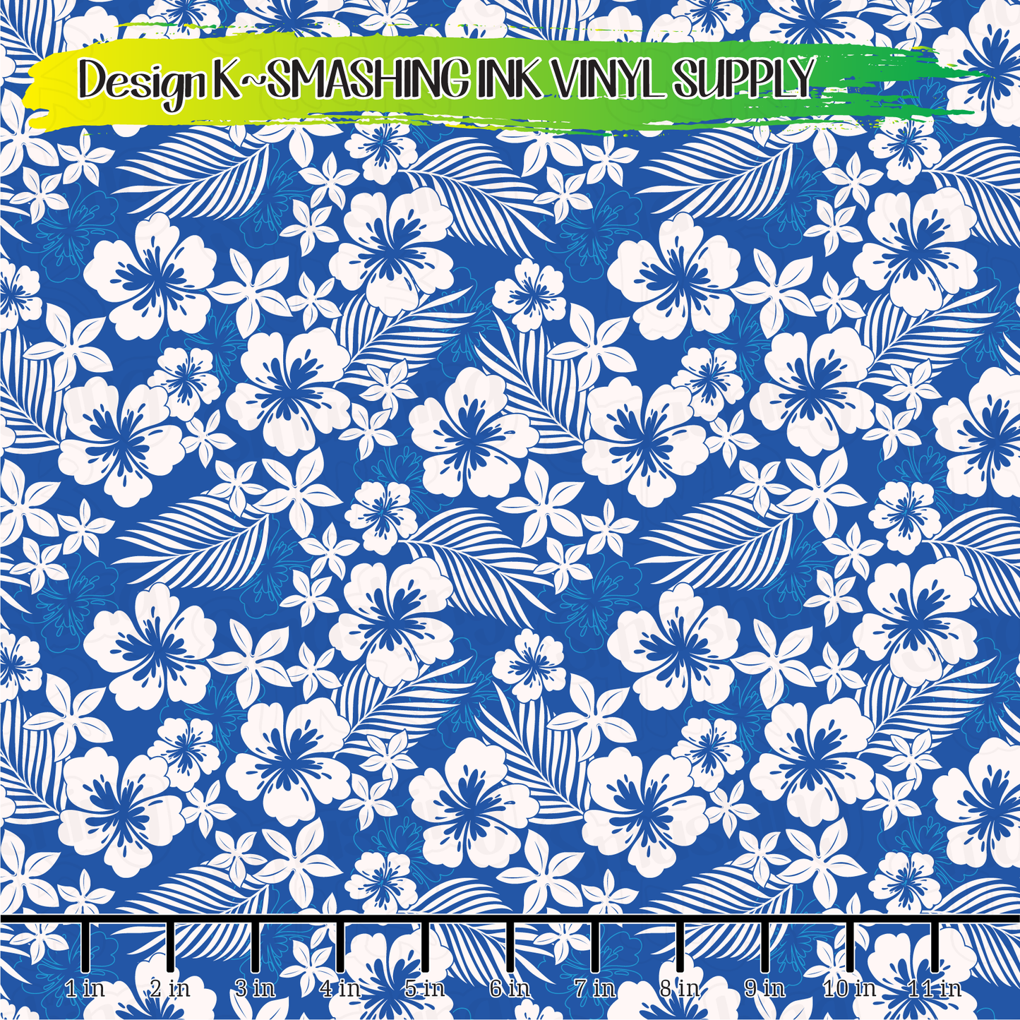 Blue Hibiscus ★ Pattern Vinyl | Faux Leather | Sublimation (TAT 3 BUS DAYS)