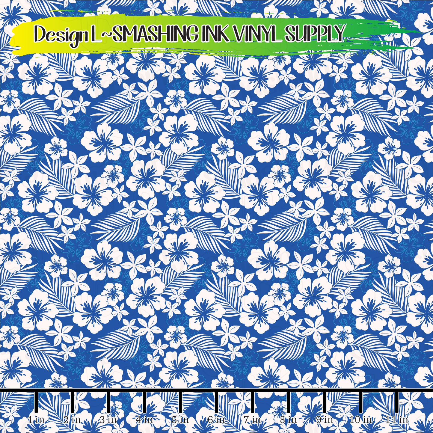 Blue Hibiscus ★ Pattern Vinyl | Faux Leather | Sublimation (TAT 3 BUS DAYS)