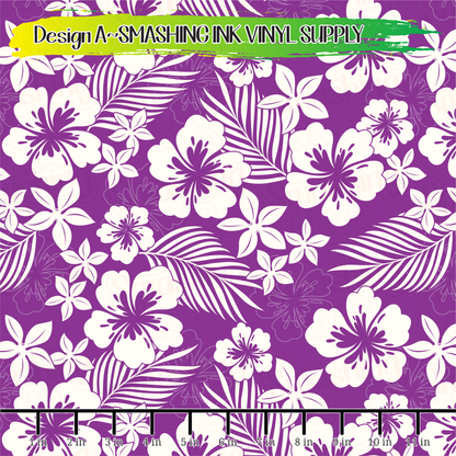 Purple Hibiscus ★ Pattern Vinyl | Faux Leather | Sublimation (TAT 3 BUS DAYS)