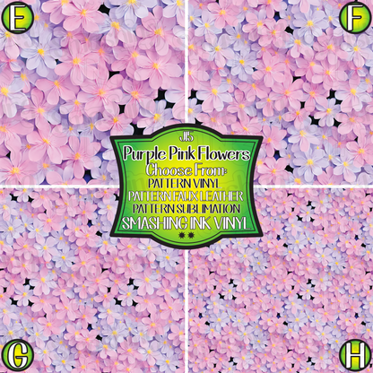 Purple Pink Flowers ★ Laser Safe Adhesive Film (TAT 3 BUS DAYS)