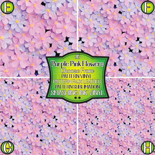 Purple Pink Flowers ★ Pattern Vinyl | Faux Leather | Sublimation (TAT 3 BUS DAYS)