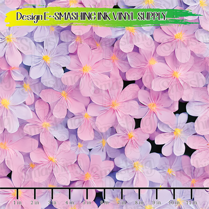 Purple Pink Flowers ★ Pattern Vinyl | Faux Leather | Sublimation (TAT 3 BUS DAYS)