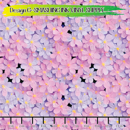 Purple Pink Flowers ★ Pattern Vinyl | Faux Leather | Sublimation (TAT 3 BUS DAYS)